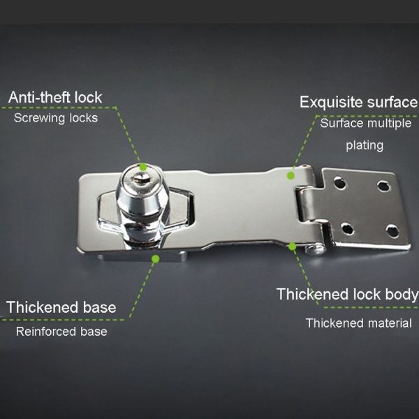 2.5 inch Interlocking No Hole Hook With Locking Hasp Chest Of Drawers Door Lock With Iron Key - Image 4