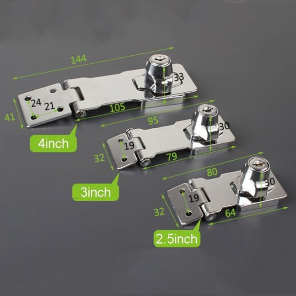 2.5 inch Interlocking No Hole Hook With Locking Hasp Chest Of Drawers Door Lock With Iron Key - Image 6