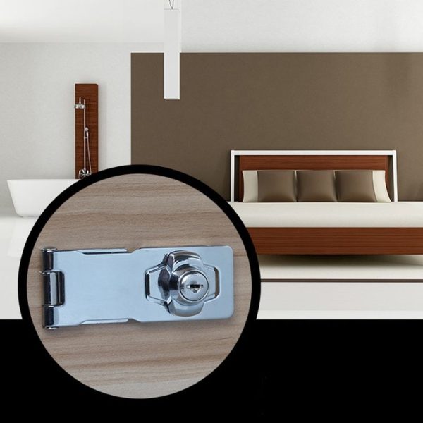 2.5 inch Interlocking No Hole Hook With Locking Hasp Chest Of Drawers Door Lock With Iron Key - Image 8