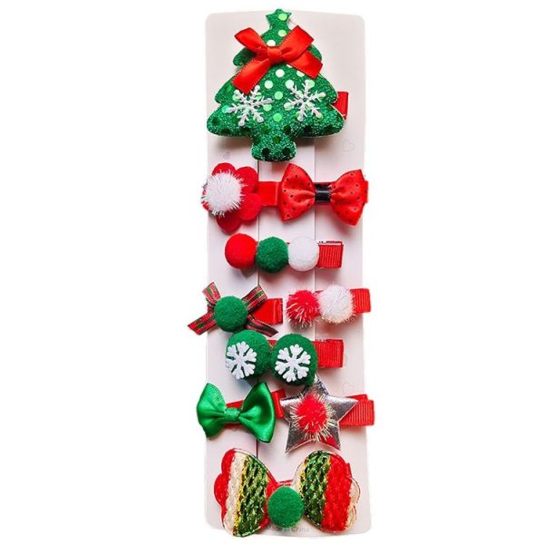 10-in-1 Children Hairpin Set Cute Girls Christmas Hairpins, Style: NO.1 Heart - Image 2