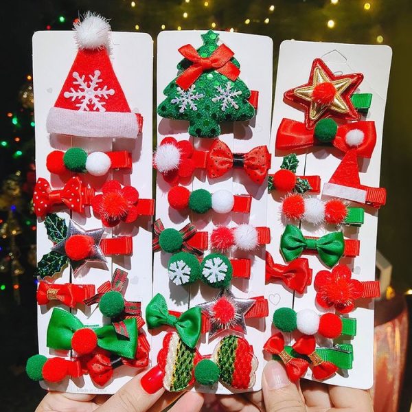 10-in-1 Children Hairpin Set Cute Girls Christmas Hairpins, Style: NO.1 Heart - Image 4