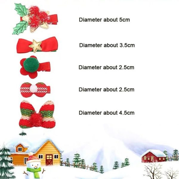 5pcs / Set Christmas Hairpin Set Snowman Bow Duckbill Clip Children Cute Hair Accessories, Style: NO.1 Snowman - Image 6