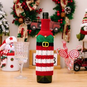 Christmas Knitted Wine Bottle Cover Festival Restaurant Decorations (Elves)