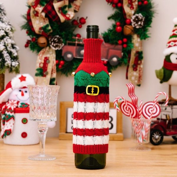 Christmas Knitted Wine Bottle Cover Festival Restaurant Decorations (Elves)