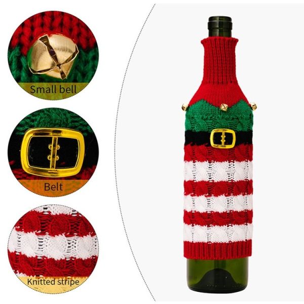 Christmas Knitted Wine Bottle Cover Festival Restaurant Decorations (Elves) - Image 4