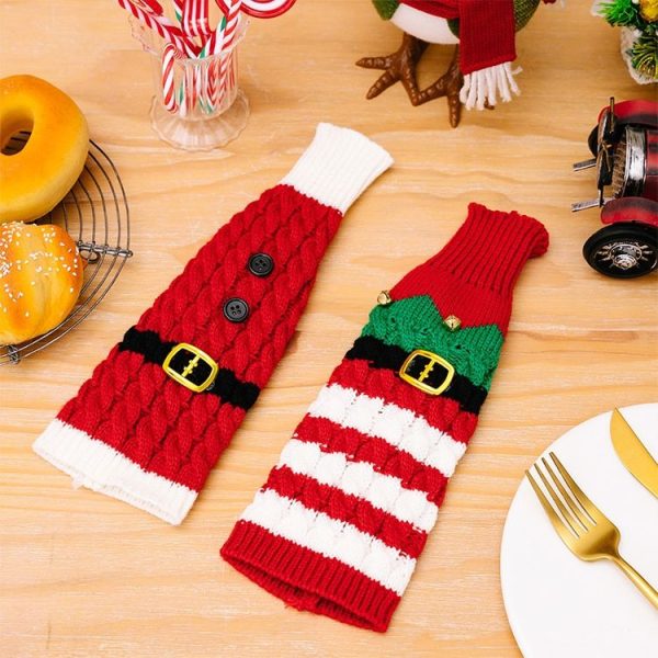 Christmas Knitted Wine Bottle Cover Festival Restaurant Decorations (Elves) - Image 6