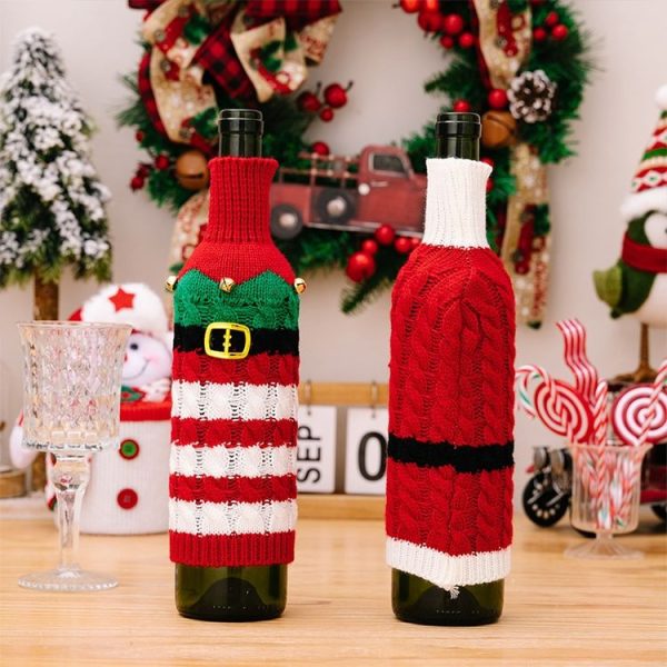Christmas Knitted Wine Bottle Cover Festival Restaurant Decorations (Elves) - Image 7