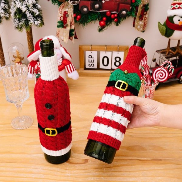 Christmas Knitted Wine Bottle Cover Festival Restaurant Decorations (Elves) - Image 8