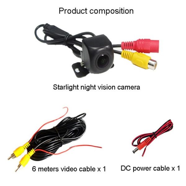 Universal Reversing Camera HD Wide Angle 12V Waterproof Starlight Night Vision Car Camera (Black) - Image 4