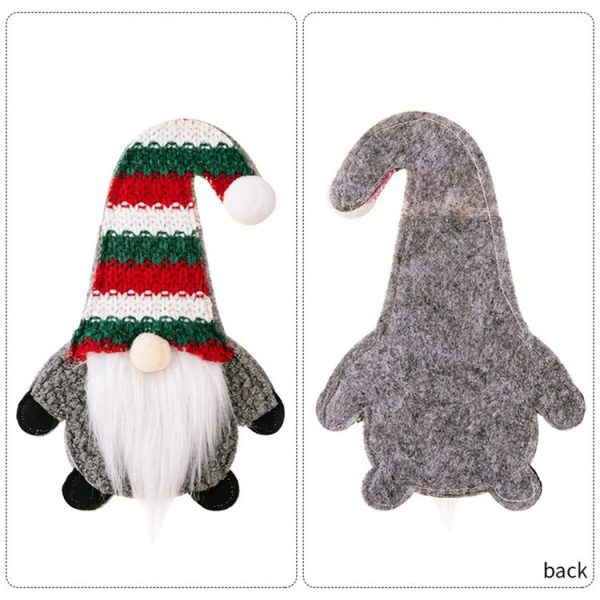 Christmas Table Decoration Cartoon Knitted Striped Knife and Fork Cover (Gray) - Image 4