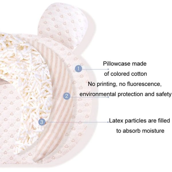 0-1 Year Old Baby Pillow Anti-Head Deflection Shaped Children Pillow, Style: Love Silk Floss Filling - Image 3