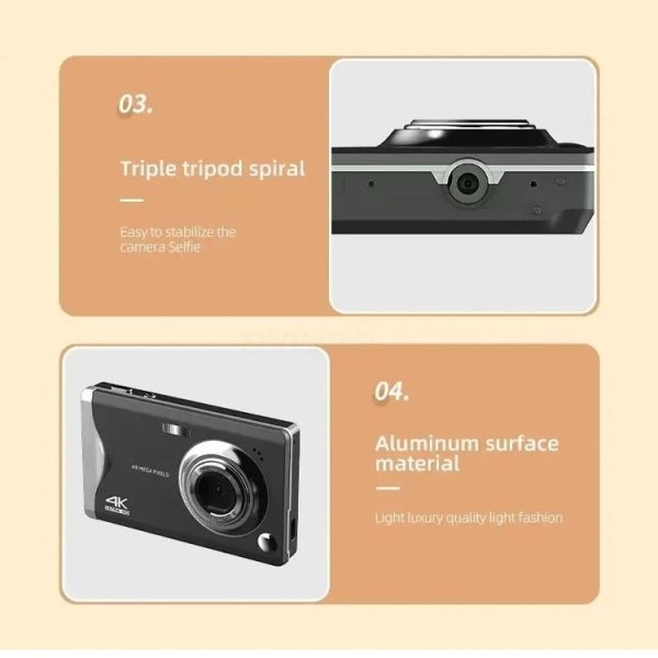 4K HD 3.0-Inch IPS Screen Autofocus HD Digital Camera (White) - Image 12