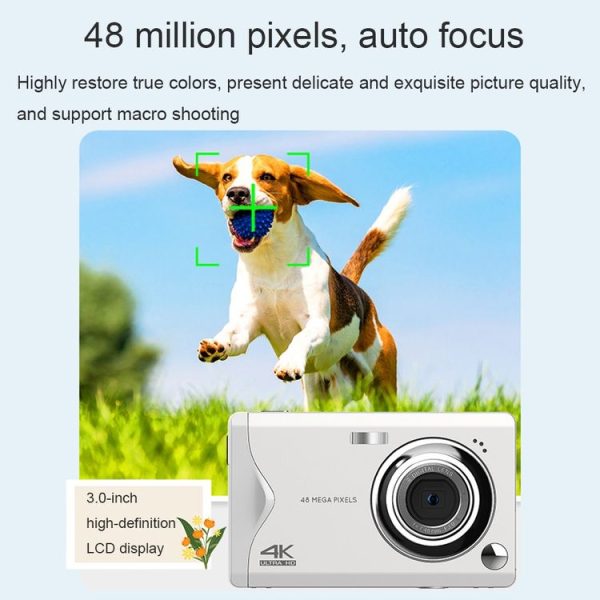 4K HD 3.0-Inch IPS Screen Autofocus HD Digital Camera (White) - Image 6
