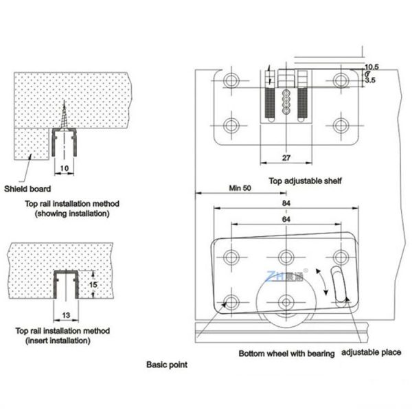 Sliding Door Closet Pulley Accessories Large Groove Sliding Door Lower Track - Image 10