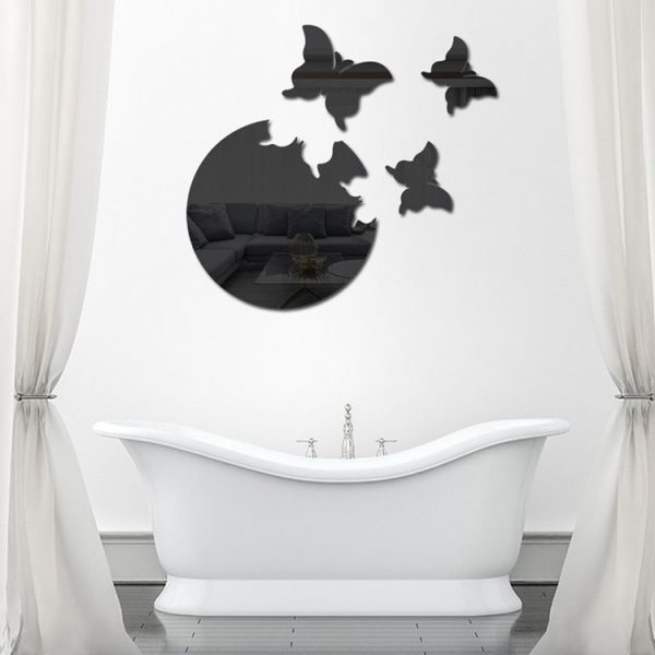 4pcs / Set DIY Acrylic Butterfly Mirror Waterproof Wall Stickers Dining Room Bedroom Decoration (Gold) - Image 4