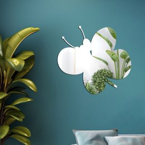 Acrylic Butterfly Stereo Wall Stickers Bedroom Living Room Background Wall Decoration Soft Mirror (Silver)