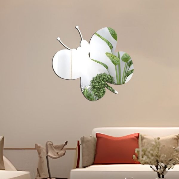 Acrylic Butterfly Stereo Wall Stickers Bedroom Living Room Background Wall Decoration Soft Mirror (Silver) - Image 5