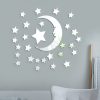 29pcs / Set Acrylic Stars And Moon Stereoscopic Mirror Wall Stickers Self-Adhesive Bedroom Background Wall Decoration (Silver)