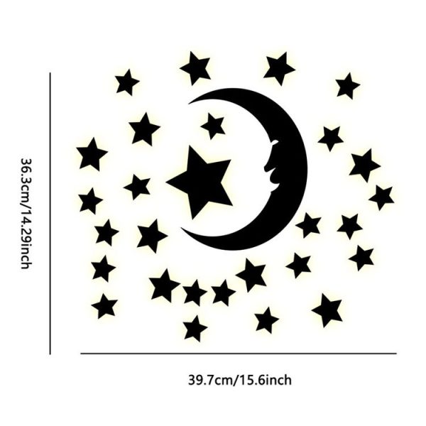 29pcs / Set Acrylic Stars And Moon Stereoscopic Mirror Wall Stickers Self-Adhesive Bedroom Background Wall Decoration (Silver) - Image 2