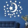 29pcs / Set Acrylic Stars And Moon Stereoscopic Mirror Wall Stickers Self-Adhesive Bedroom Background Wall Decoration (Silver) - Image 4
