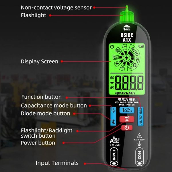 BSIDE A1X Charging Model Mini Digital Electric Pen Intelligent Automatic Merit Multimeter, Specification: Standard - Image 7
