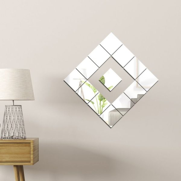 5cm x 5cm Acrylic Mirror Square Stereo Wall Stickers Self-Adhesive Decorative Soft Mirror Right Angle Model (Silver) - Image 2