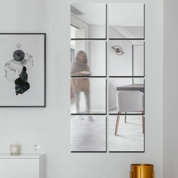 5cm x 5cm Acrylic Mirror Square Stereo Wall Stickers Self-Adhesive Decorative Soft Mirror Right Angle Model (Silver) - Image 6