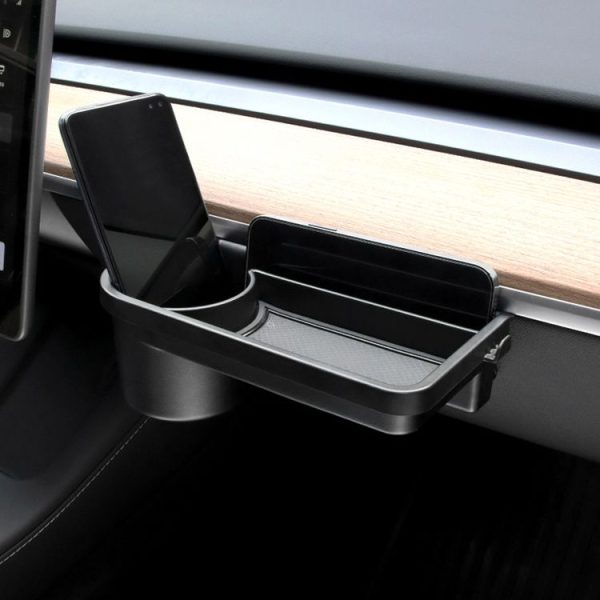 Tesla Model 3 / Y Front Passenger Glove Box Water Cup Holder Storage Box (Black)
