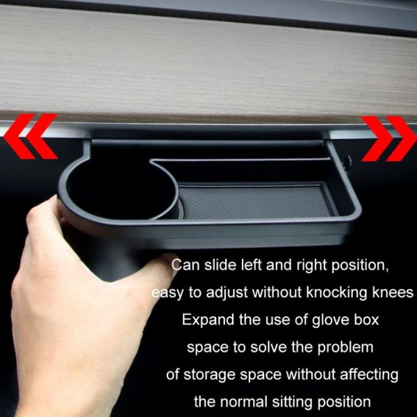 Tesla Model 3 / Y Front Passenger Glove Box Water Cup Holder Storage Box (Black) - Image 5