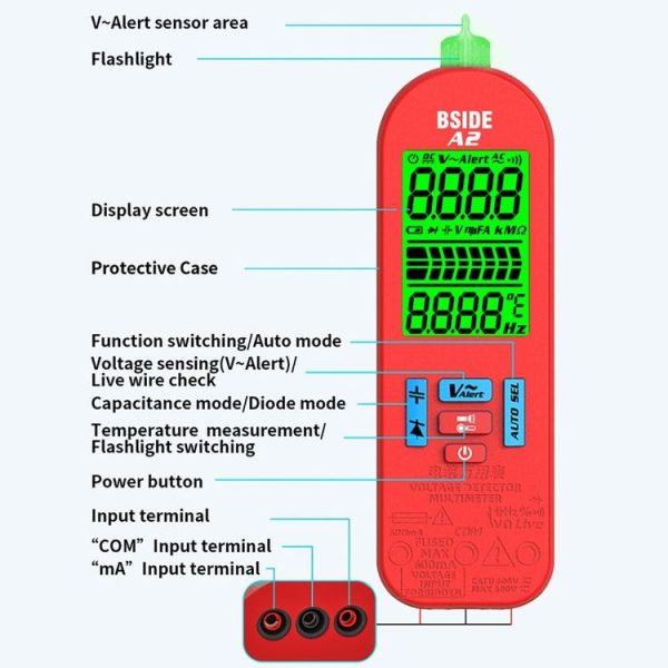 BSIDE A2 Charging Model Mini Digital Auto-Ranging Pencil Multimeter, Specification: With Tool Pack - Image 4
