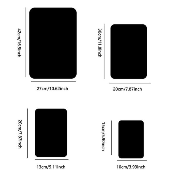 4pcs 15cm x 10cm Round Corner Models Rectangle Acrylic Mirror Stereo Wall Stickers (Silver) - Image 2