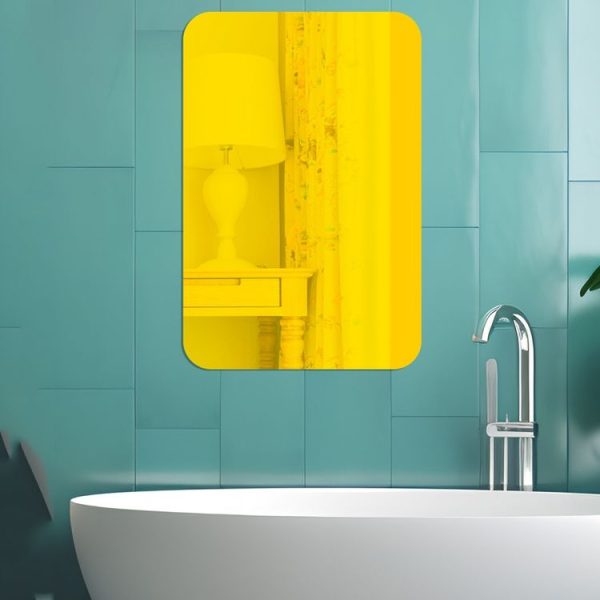 4pcs 15cm x 10cm Round Corner Models Rectangle Acrylic Mirror Stereo Wall Stickers (Silver) - Image 3