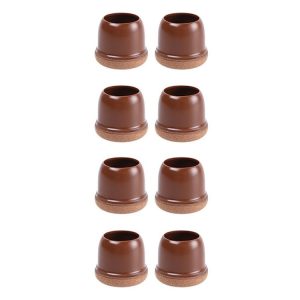 0.75 inch Small 8pcs / Set Round Table And Chair Leg Covers For Tiles / Wooden Floors Furniture Protectors (Light Brown)