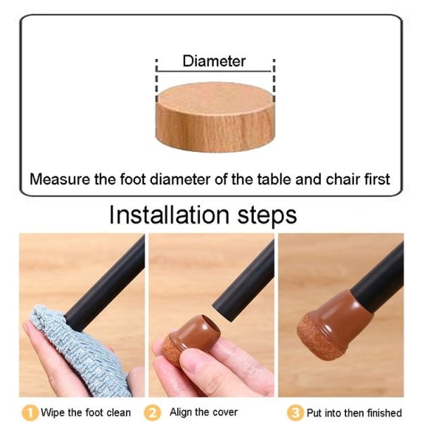 0.75 inch Small 8pcs / Set Round Table And Chair Leg Covers For Tiles / Wooden Floors Furniture Protectors (Light Brown) - Image 7