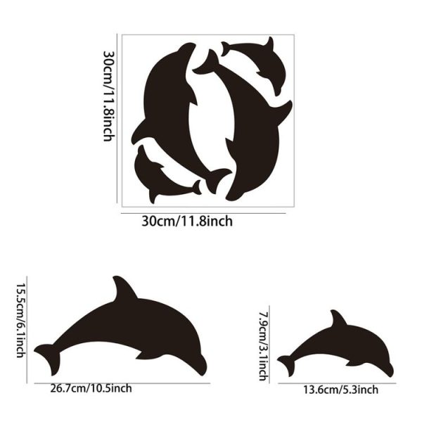 4pcs / Set Acrylic Dolphin Stereo Wall Stickers Home Wall Decoration (Silver) - Image 3