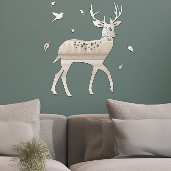 8pcs / Set Acrylic Deer Mirror Wall Stickers Home Background Decoration (Silver) - Image 5