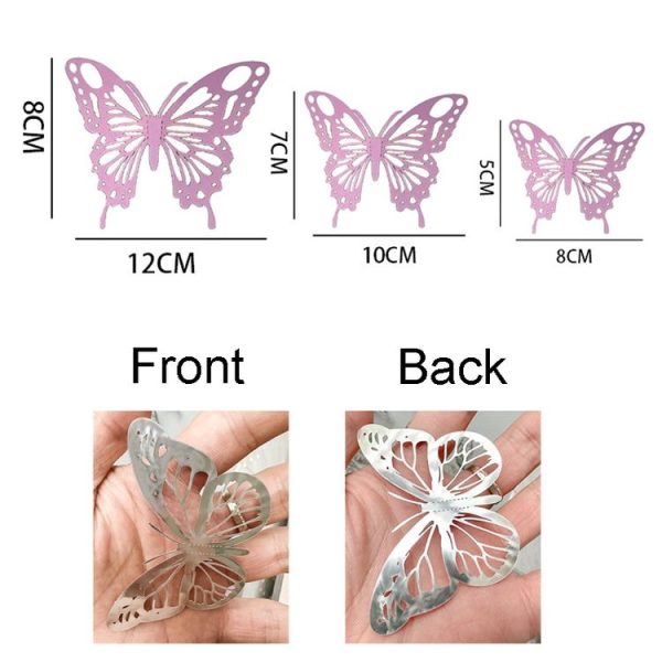 12pcs / Set 3D Simulation Skeleton Butterfly Stickers Home Background Wall Decoration Art Wall Stickers, Type: A Type White - Image 2