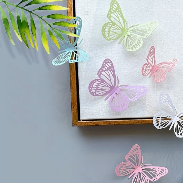 12pcs / Set 3D Simulation Skeleton Butterfly Stickers Home Background Wall Decoration Art Wall Stickers, Type: A Type White - Image 4