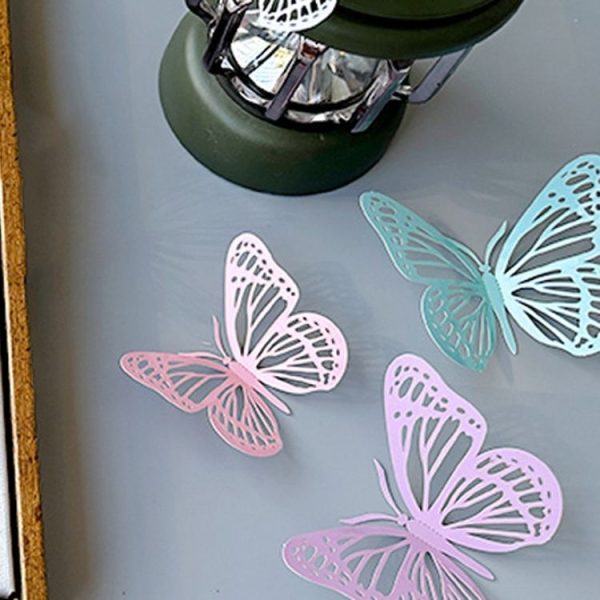 12pcs / Set 3D Simulation Skeleton Butterfly Stickers Home Background Wall Decoration Art Wall Stickers, Type: A Type White - Image 6