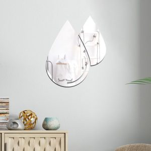 2pcs / Set Acrylic Water Drops Mirror Stereo Wall Stickers Living Room Bedroom Decorative Stickers Soft Mirror (Silver)