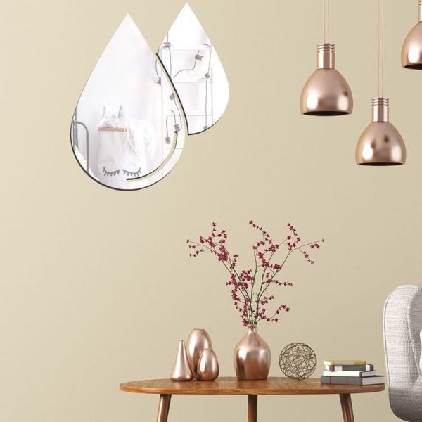 2pcs / Set Acrylic Water Drops Mirror Stereo Wall Stickers Living Room Bedroom Decorative Stickers Soft Mirror (Silver) - Image 3