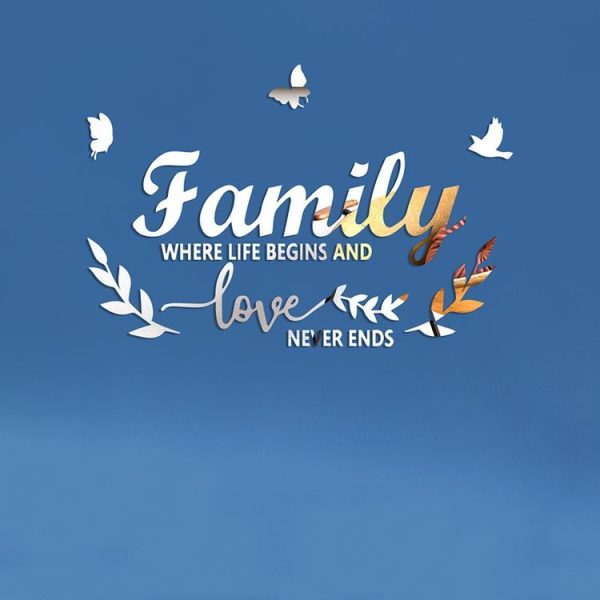 Acrylic Familylove Stereoscopic Mirror Wall Stickers Home Self-Adhesive Decorative Soft Mirror (Silver)