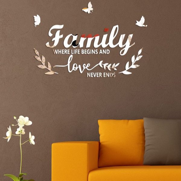 Acrylic Familylove Stereoscopic Mirror Wall Stickers Home Self-Adhesive Decorative Soft Mirror (Silver) - Image 6