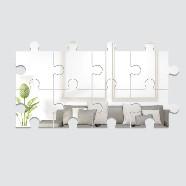 8pcs / Set Acrylic Square Puzzle Mirror Wall Sticker Home Decoration Soft Mirror (Silver)