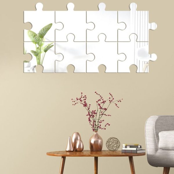 8pcs / Set Acrylic Square Puzzle Mirror Wall Sticker Home Decoration Soft Mirror (Silver) - Image 3