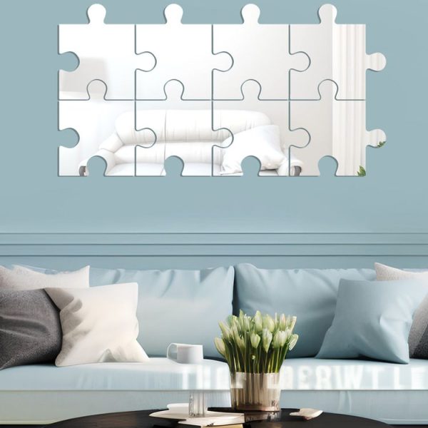 8pcs / Set Acrylic Square Puzzle Mirror Wall Sticker Home Decoration Soft Mirror (Silver) - Image 5