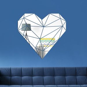 27pcs / Set Acrylic Heart Shaped Mirror Wall Stickers Home Decoration Soft Mirror (Silver)