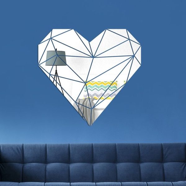 27pcs / Set Acrylic Heart Shaped Mirror Wall Stickers Home Decoration Soft Mirror (Silver)