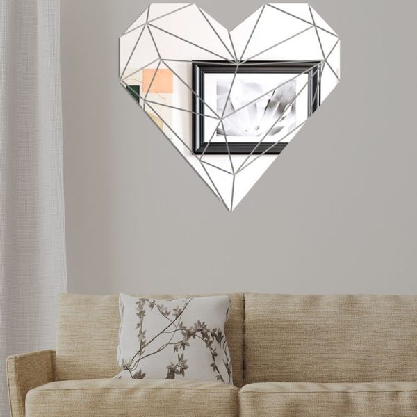 27pcs / Set Acrylic Heart Shaped Mirror Wall Stickers Home Decoration Soft Mirror (Silver) - Image 3