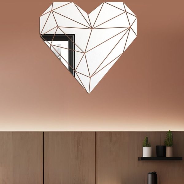 27pcs / Set Acrylic Heart Shaped Mirror Wall Stickers Home Decoration Soft Mirror (Silver) - Image 5